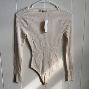 Abercrombie & Fitch Cream Ribbed Women's Bodysuit Sz XS